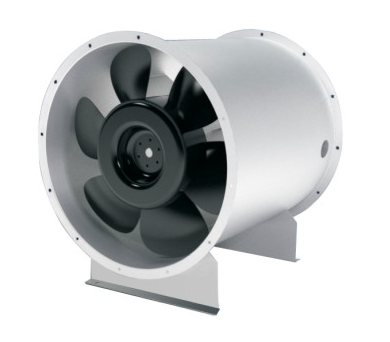 Industrial strength steel axial fan bifurcated fan